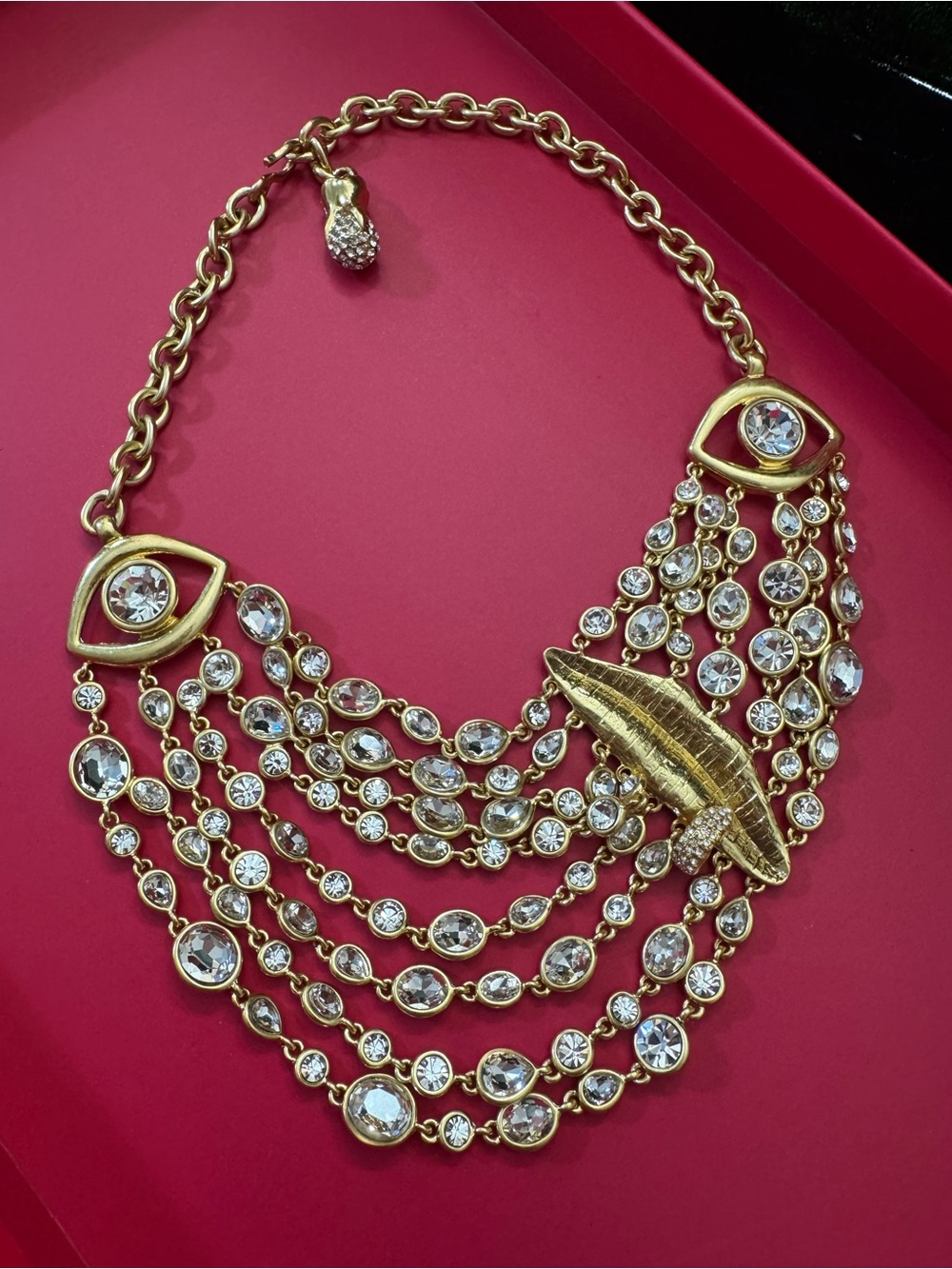 Schiaparelli inspired Surrealist Face anatomy - Crystal Multi-Strand Necklace